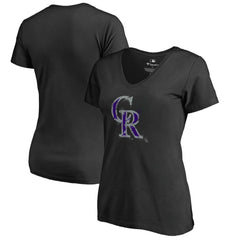 Colorado Rockies Women's Splatter Logo V-Neck T-Shirt - MLB