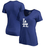 Los Angeles Dodgers Women's Splatter Logo V-Neck T-Shirt - MLB