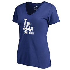 Los Angeles Dodgers Women's Splatter Logo V-Neck T-Shirt - MLB
