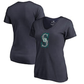 Seattle Mariners Women's Splatter Logo V-Neck T-Shirt - MLB
