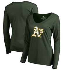 Athletics Women's Splatter Logo Long Sleeve V-Neck T-Shirt - MLB