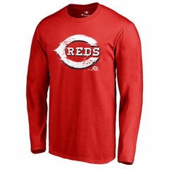 Cincinnati Reds Splatter Logo Long Sleeve T-Shirt - MLB