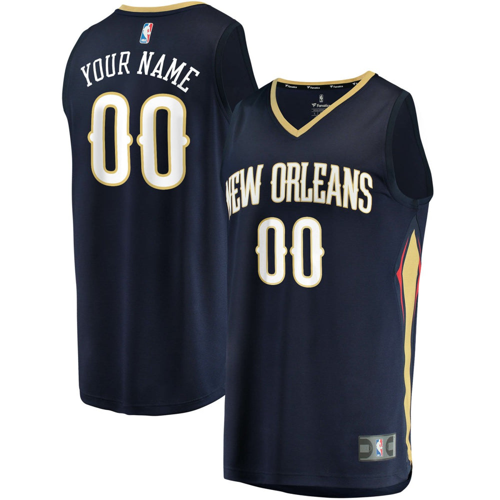 New Orleans Pelicans Fast Break Custom Replica Jersey Navy Icon Edition - NBA