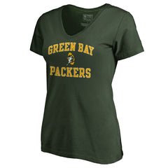 Green Bay Packers Women's Vintage Collection Victory Arch V-Neck T-Shirt Green | NFL