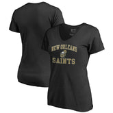 New Orleans Saints Women's Vintage Collection Victory Arch V-Neck T-Shirt Black | NFL