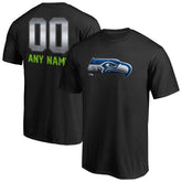 Seattle Seahawks Personalized Midnight Mascot T-Shirt Black | NFL