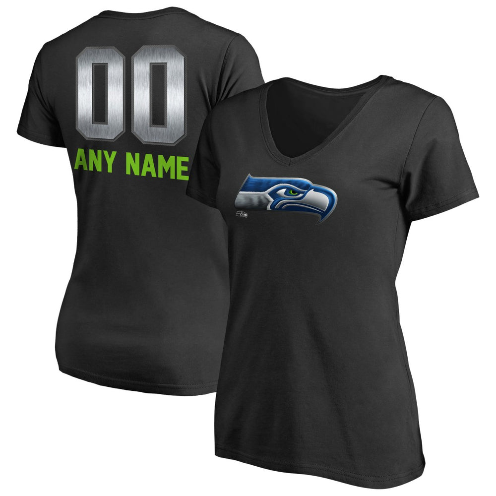 Seattle Seahawks Women's Personalized Midnight Mascot T-Shirt Black | NFL