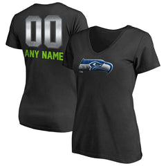 Seattle Seahawks Women's Personalized Midnight Mascot T-Shirt Black | NFL