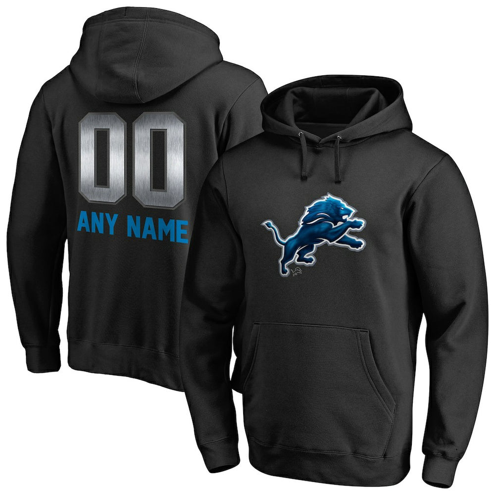 Detroit Lions Personalized Midnight Mascot Pullover Hoodie Black | NFL