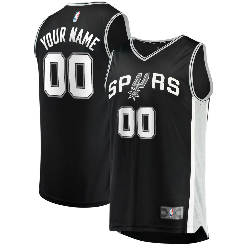 San Antonio Spurs Youth Fast Break Custom Replica Jersey Black Icon Edition - NBA