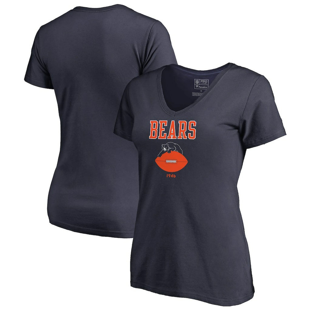 Chicago Bears Women's Vintage Team Lockup V-Neck T-Shirt Navy | NFL