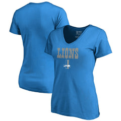 Detroit Lions Women's Vintage Team Lockup V-Neck T-Shirt Blue | NFL