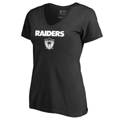 Las Vegas Raiders Women's Vintage Team Lockup V-Neck T-Shirt Black | NFL