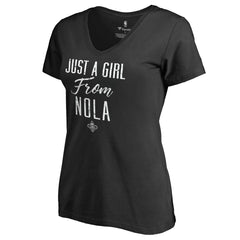 New Orleans Pelicans Women's Just a Girl V-Neck T-Shirt Black - NBA