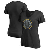 Boston Bruins Women's Static Logo V-Neck T-Shirt - Black - NHL