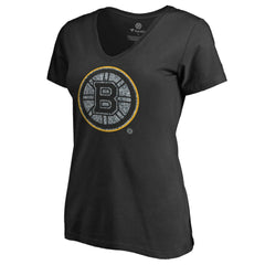 Boston Bruins Women's Static Logo V-Neck T-Shirt - Black - NHL