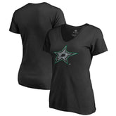 Dallas Stars Women's Static Logo V-Neck T-Shirt - Black - NHL