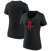 Houston Rockets Women's Primary Logo V-Neck T-Shirt Black - NBA