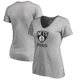 Brooklyn Nets Women's Primary Logo V-Neck T-Shirt Ash - NBA