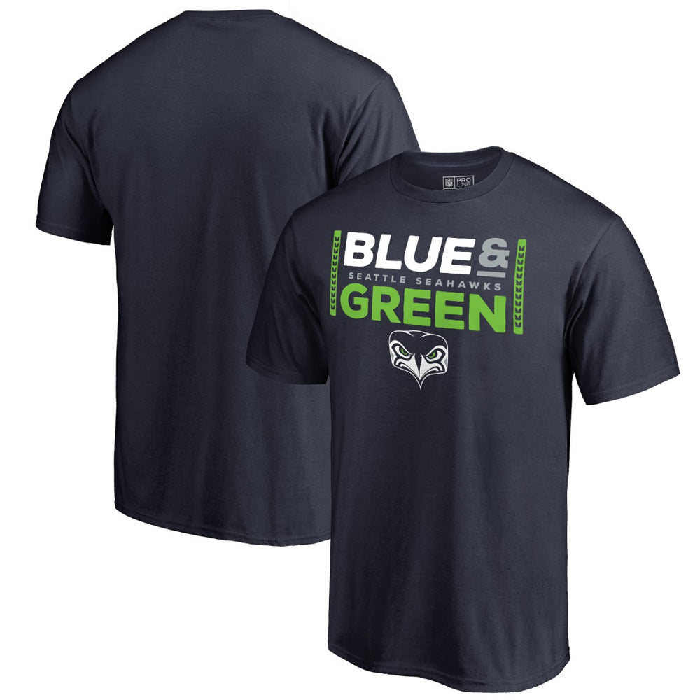 Seattle Seahawks Alternate Team Logo Gear Blue & Green T-Shirt College Navy | NFL