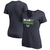 Seattle Seahawks Women's Alternate Team Logo V-Neck T-Shirt Navy | NFL