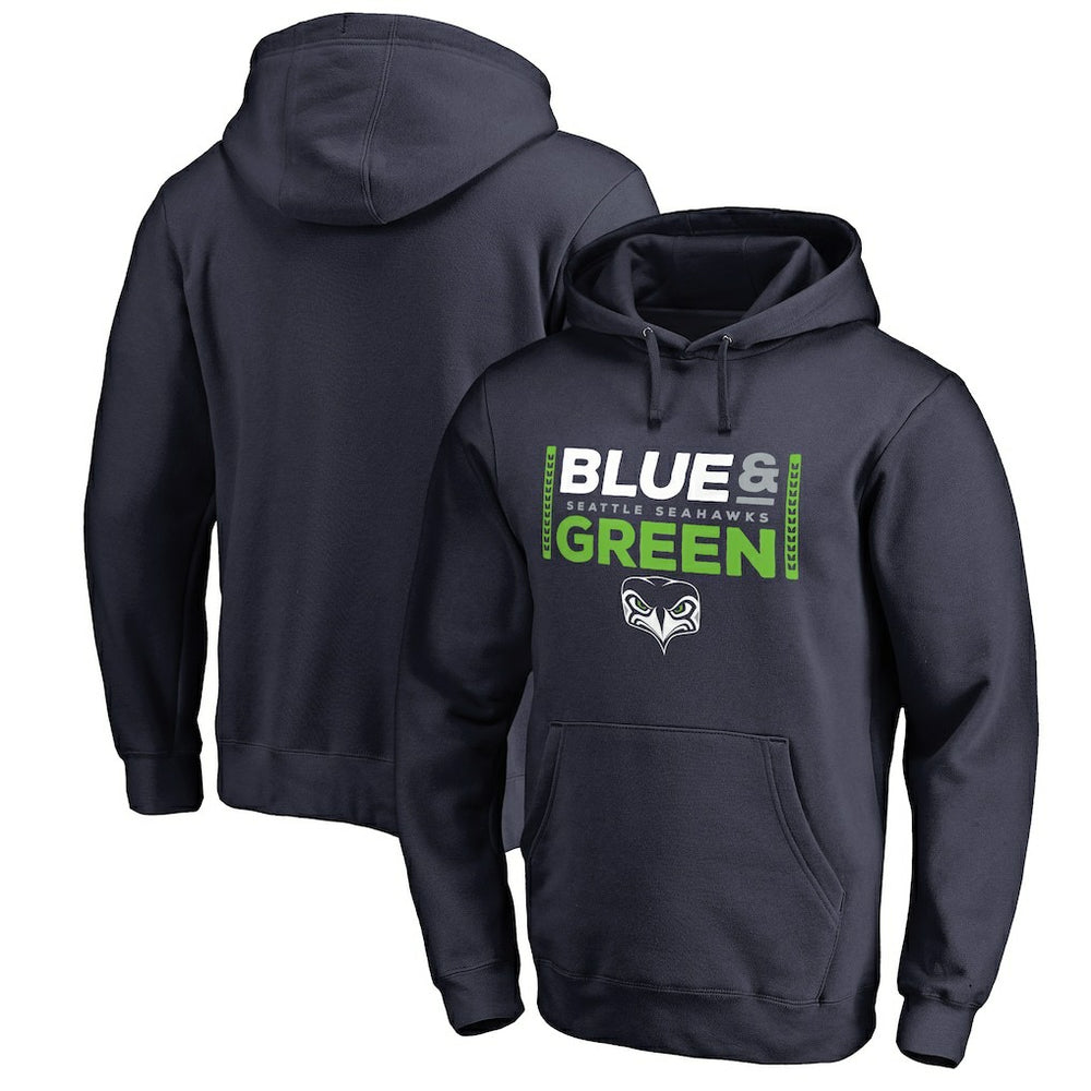 Seattle Seahawks Alternate Team Logo Gear Blue & Green Pullover Hoodie College Navy | NFL