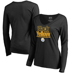 Pittsburgh Steelers Women's Hometown Collection Long Sleeve V-Neck T-Shirt Black | NFL