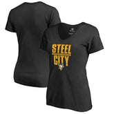 Pittsburgh Penguins Women's Fan Favorite Team Slogan V-Neck T-Shirt - Black - NHL