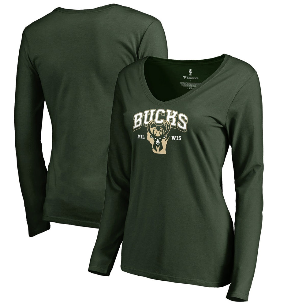 Milwaukee Bucks Women's Wisconsin Basketball Hometown Collection Long Sleeve T-Shirt Green - NBA