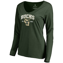 Milwaukee Bucks Women's Wisconsin Basketball Hometown Collection Long Sleeve T-Shirt Green - NBA