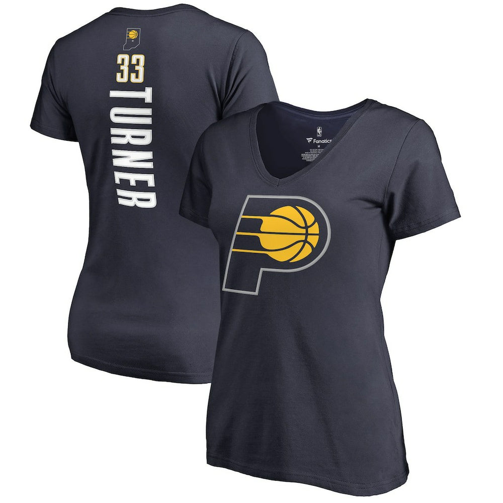 Myles Turner Indiana Pacers Women's Backer Name and Number V-Neck T-Shirt Navy - NBA