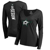 Tyler Seguin Dallas Stars Women's Backer Name & Number Slim Fit Long Sleeve V-Neck T-Shirt - Black - NHL