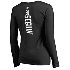 Tyler Seguin Dallas Stars Women's Backer Name & Number Slim Fit Long Sleeve V-Neck T-Shirt - Black - NHL