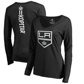 Anze Kopitar Los Angeles Kings Women's Backer Name & Number Slim Fit Long Sleeve V-Neck T-Shirt - Black - NHL