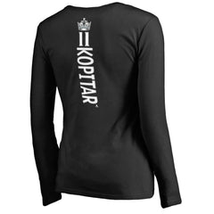 Anze Kopitar Los Angeles Kings Women's Backer Name & Number Slim Fit Long Sleeve V-Neck T-Shirt - Black - NHL