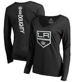 Drew Doughty Los Angeles Kings Women's Backer Name & Number Slim Fit Long Sleeve V-Neck T-Shirt - Black - NHL
