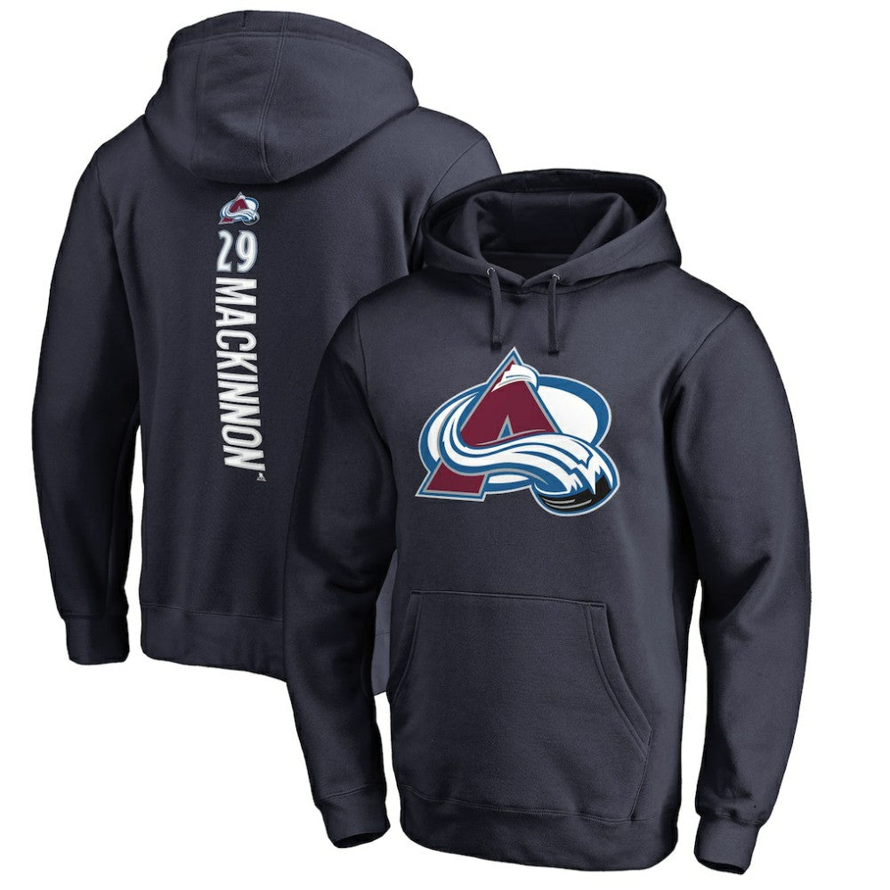 Nathan MacKinnon Colorado Avalanche Backer Name & Number Pullover Hoodie - Navy - NHL