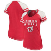 Washington Nationals Soft as a Grape Women's Color Block V-Neck T-Shirt - MLB