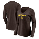 San Diego Padres Women's Cooperstown Collection Wahconah Long Sleeve V-Neck T-Shirt - MLB