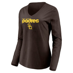 San Diego Padres Women's Cooperstown Collection Wahconah Long Sleeve V-Neck T-Shirt - MLB