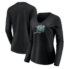 Tampa Bay Rays Women's Cooperstown Collection Wahconah Long Sleeve V-Neck T-Shirt - MLB