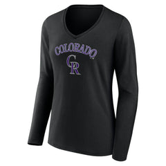 Colorado Rockies Women's Team Lockup Slim Fit Long Sleeve V-Neck T-Shirt - MLB