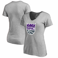 Sacramento Kings Women's Secondary Logo V-Neck T-Shirt Heathered Gray - NBA