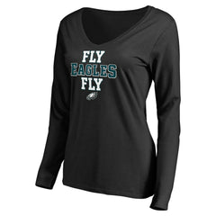 Philadelphia Eagles Women's Hometown Collection Fly Eagles Fly Long Sleeve T-Shirt Black | NFL