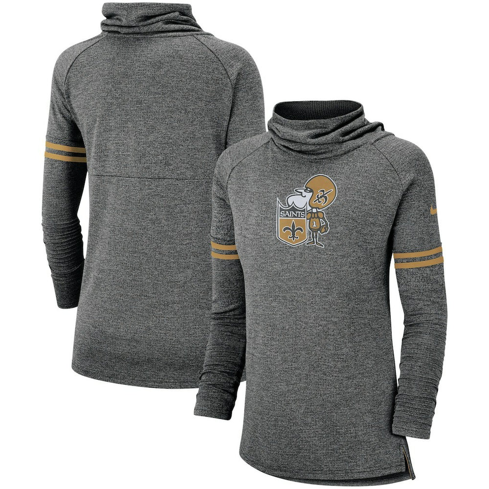 New Orleans Saints Women's Historic Marks Long Sleeve Tri-Blend Funnel Sweatshirt Black | Nike for Sale