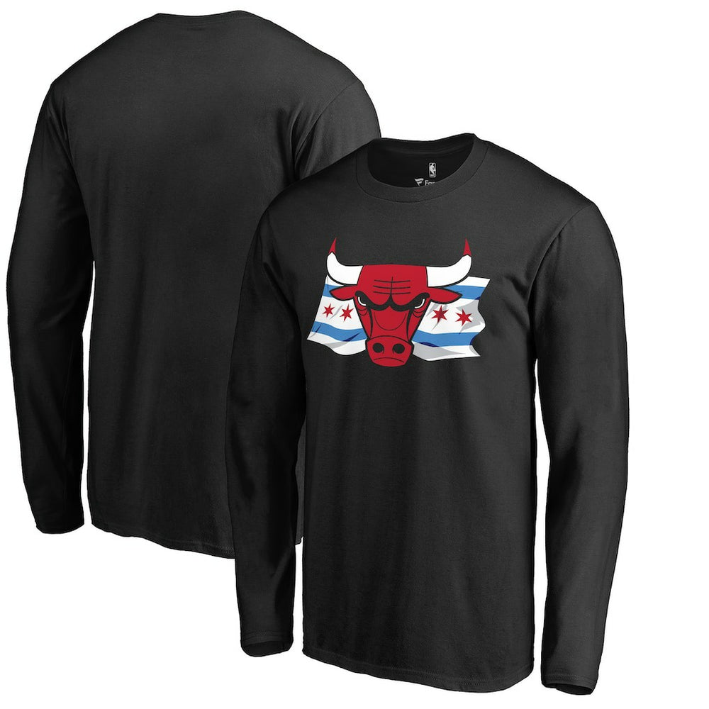 Chicago Bulls Hometown Collection Chicago Flag Long Sleeve T-Shirt Black - NBA