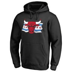 Chicago Bulls Hometown Collection Chicago Flag Pullover Hoodie Black - NBA