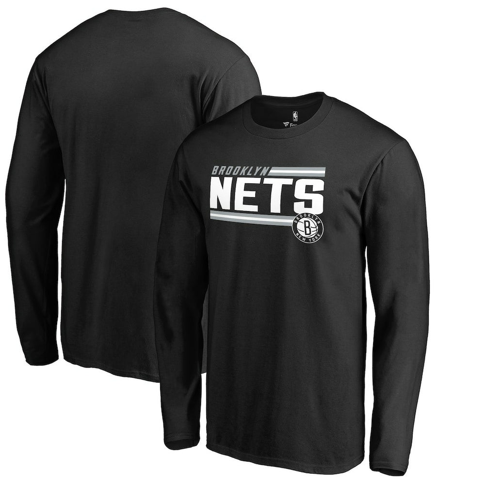 Brooklyn Nets Onside Stripe Long Sleeve T-Shirt Black - NBA