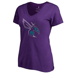 Charlotte Hornets Women's X-Ray Slim Fit V-Neck T-Shirt Purple - NBA