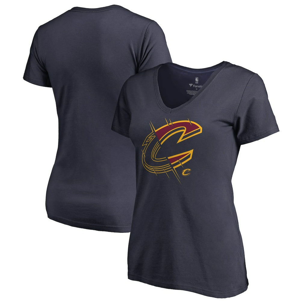 Cleveland Cavaliers Women's X-Ray Slim Fit V-Neck T-Shirt Navy - NBA